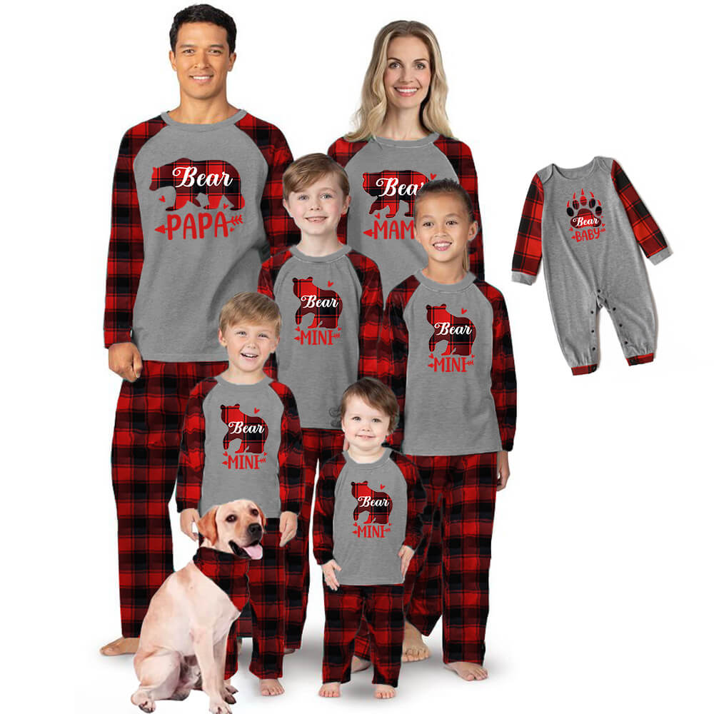 Sale！Bear Plaid Matching Christmas Pajamas For Dog And Owner
