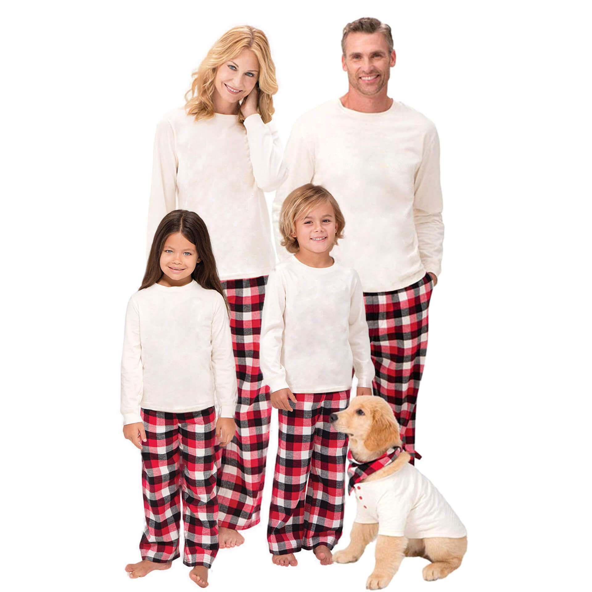 White Top Plaid Matching Pajamas Set for Family 702-1