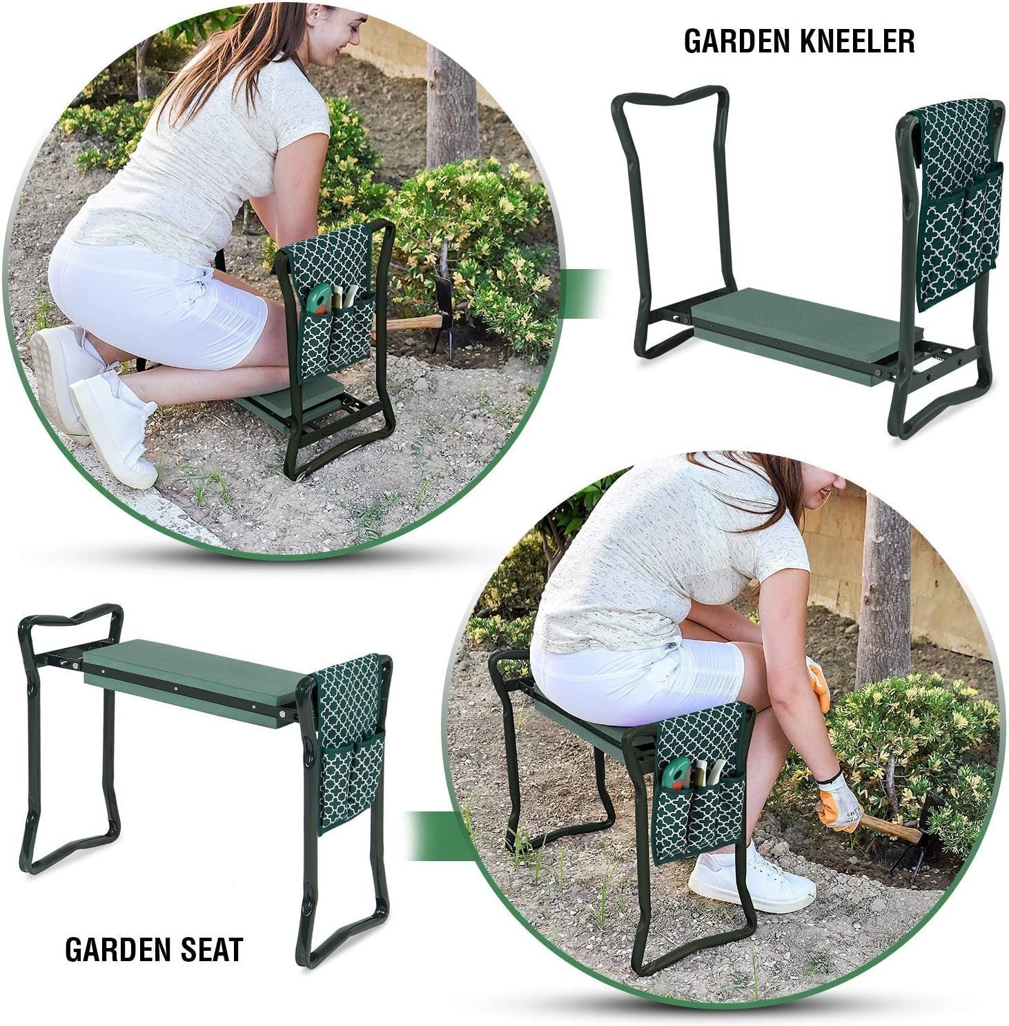 Garden Kneeler And Seat - Protects Your Knees, Clothes From Dirt & Grass Stains