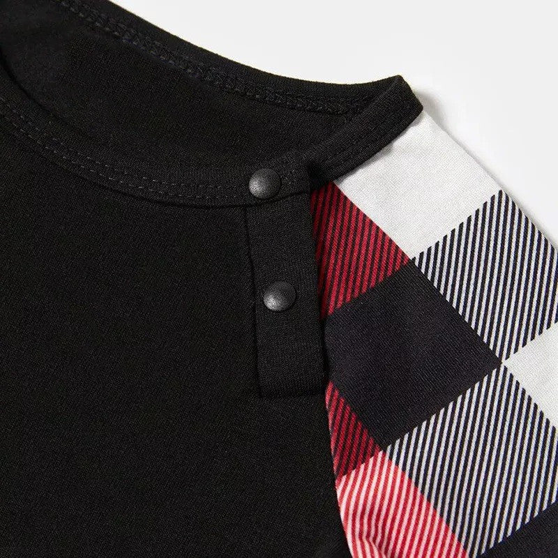 Jesus Cross Christmas Snowflake Patterned and 'Jesus Is The Reason For The Season' Letter Print Contrast Tops and Red & Black & White Plaid Pants Family Matching Pajamas Set With Dog Bandana