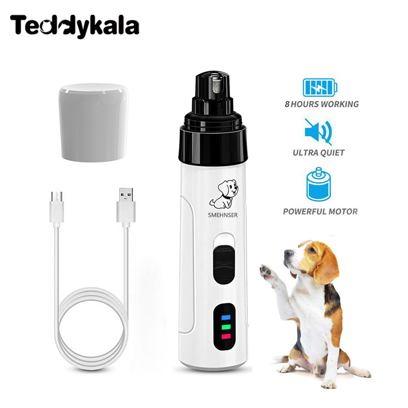 Teddykala LED 2 Speed USB Rechargeable Electric Auto Low Noise Pet Nail Grinder With LCD Power Display