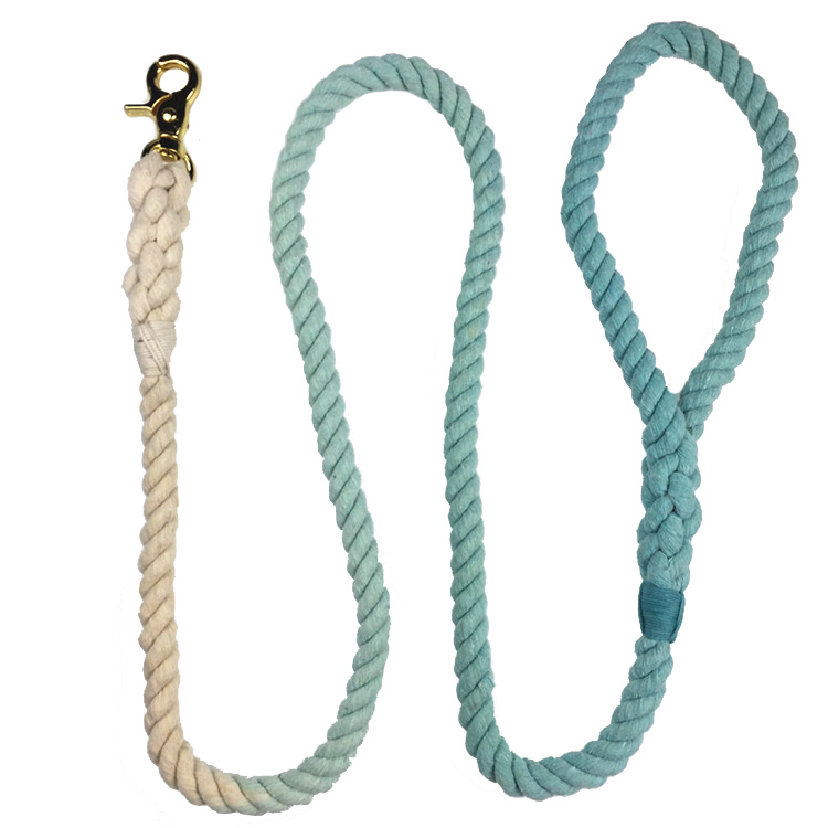 1.2CM cotton rope dog leash gradient color three-strand woven pet dog leash