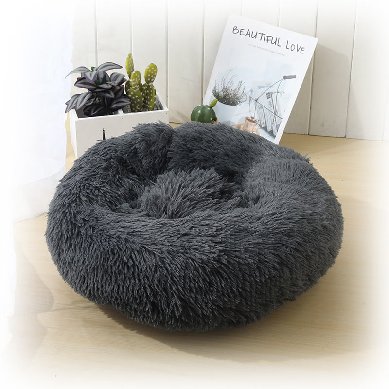 Calming Dog Bed & Cat Bed, Anti-Anxiety Donut Dog Cuddler Bed, Warming Cozy Soft Dog Round Bed, Fluffy Faux Fur Plush Dog Cat Cushion Bed for Small Medium Dogs and Cats (20"/24"/27")