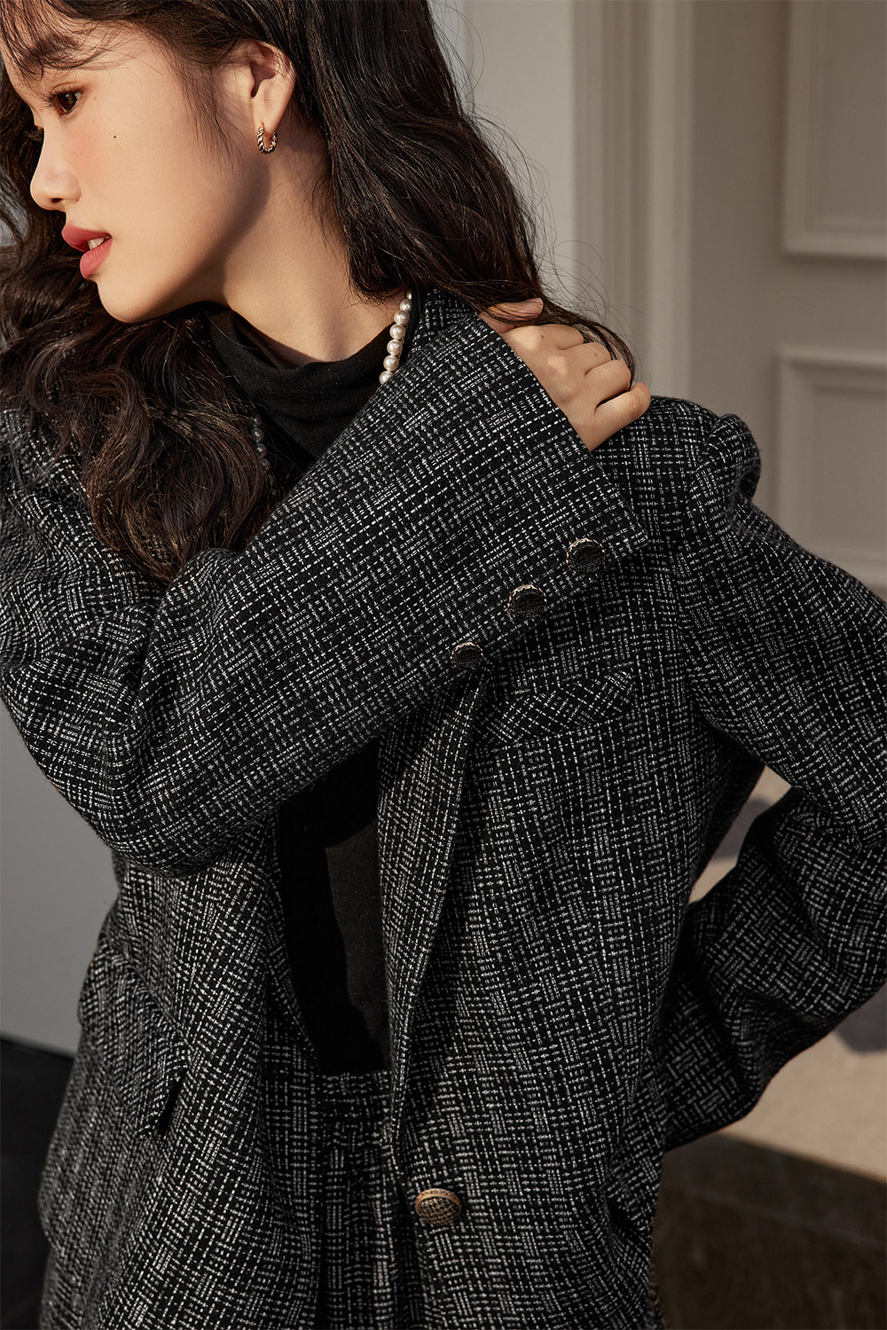 Vintage checkered blazer with wide leg pants