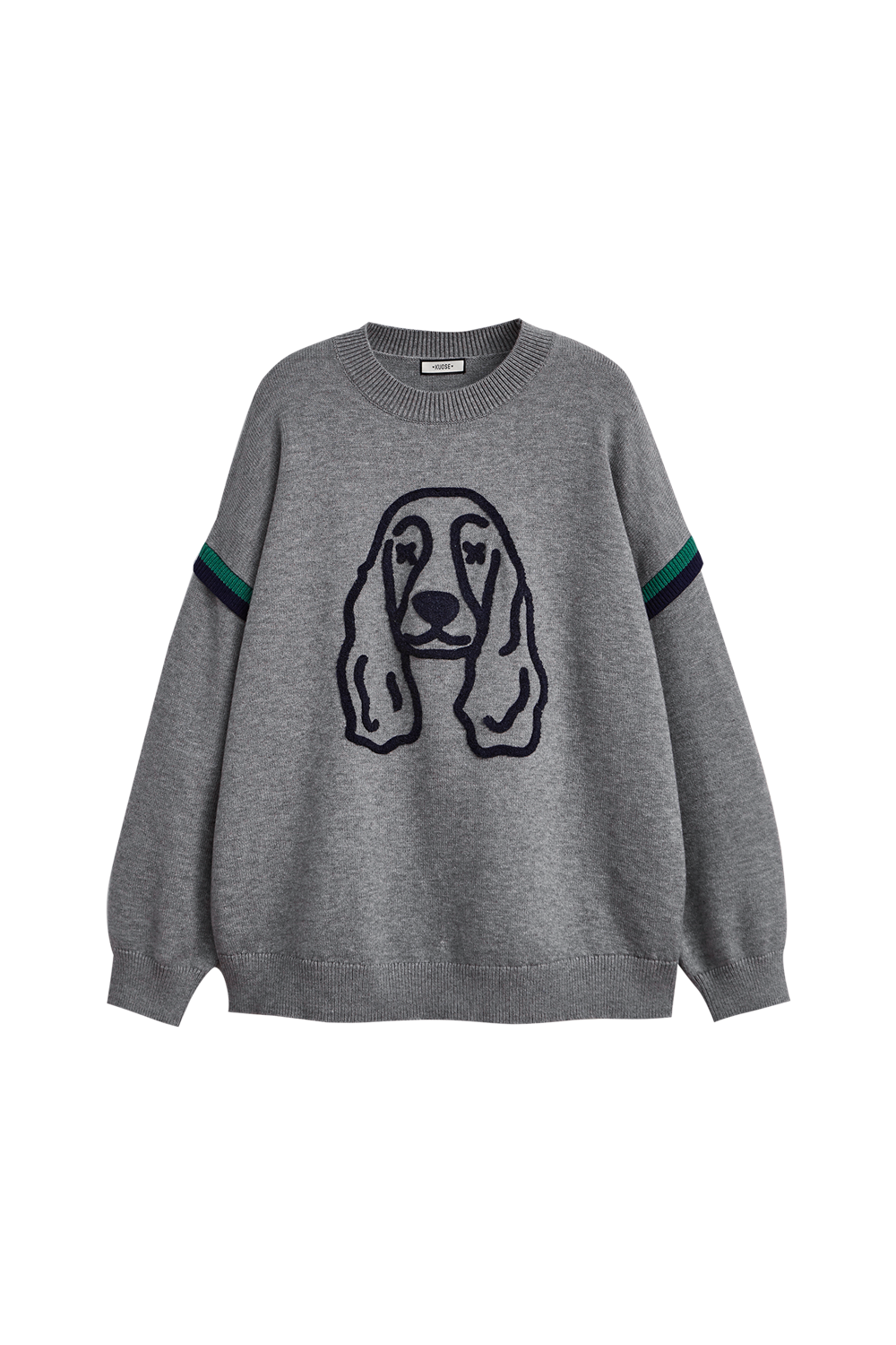 Cartoon pattern sweater loose and casual round neck design knitted sweater