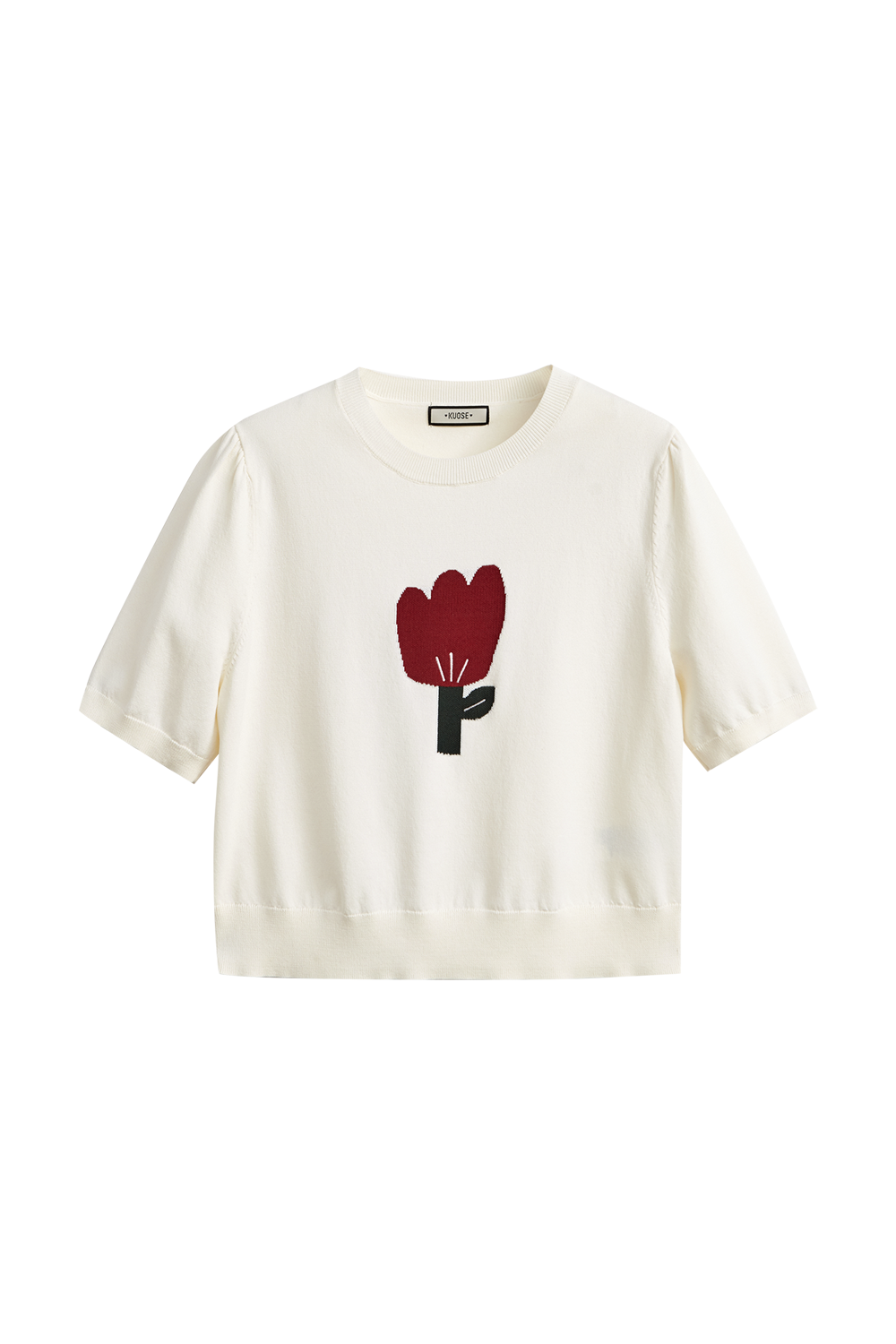 Crewneck puff sleeves top