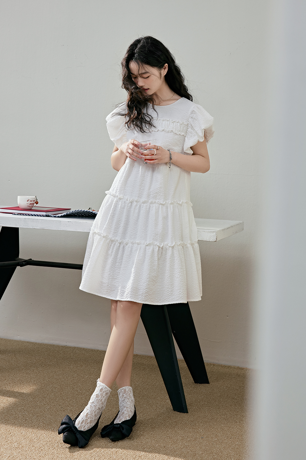 Tiered puff dress