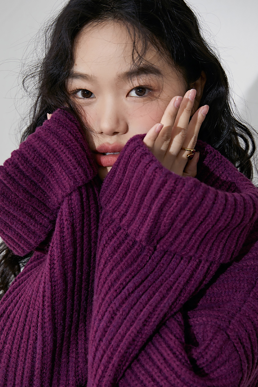 Purple Design V-Neck Sweater