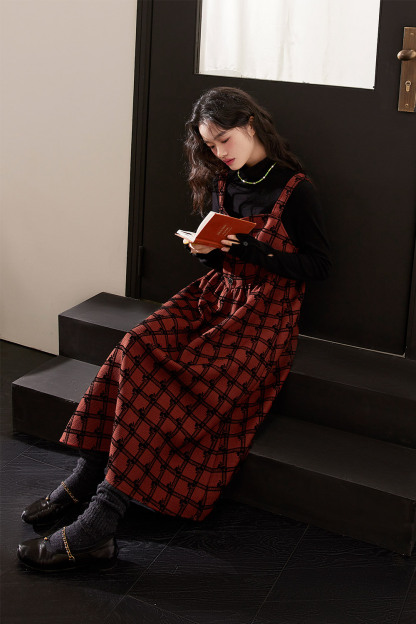 Vintage red plaid strappy dress – KUOSE.com