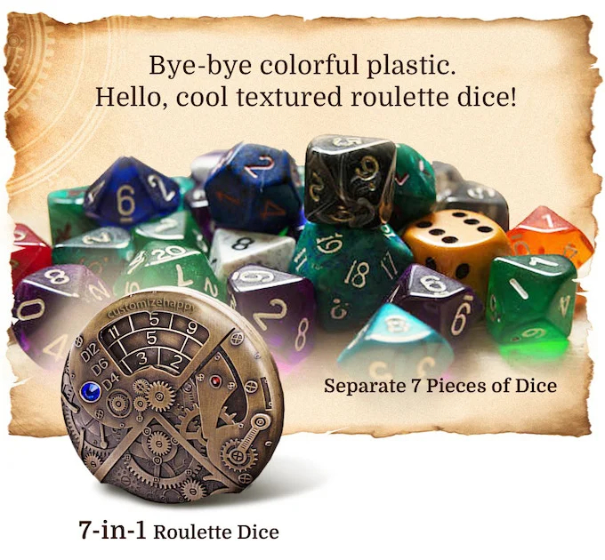 Steampunk Theme Roulette 7-in-1 Dice