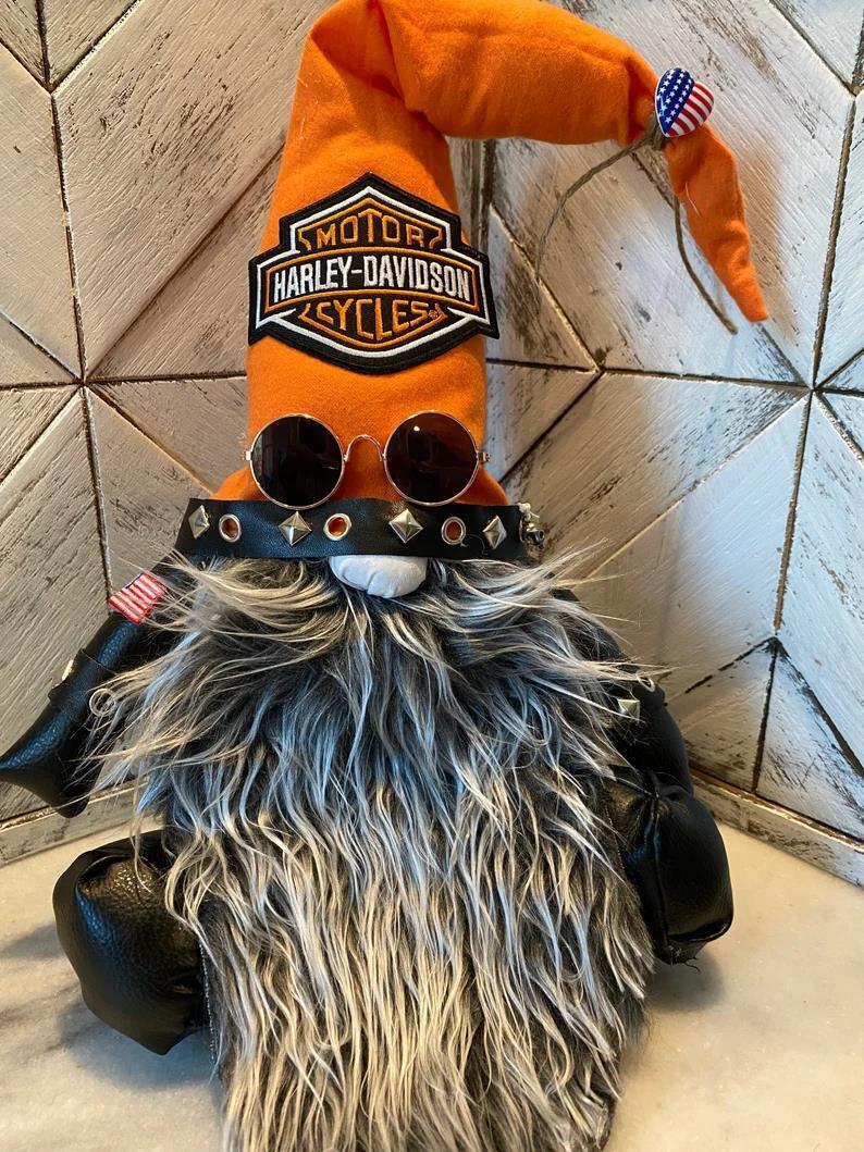 Cool Harley Biker Gnome Doll