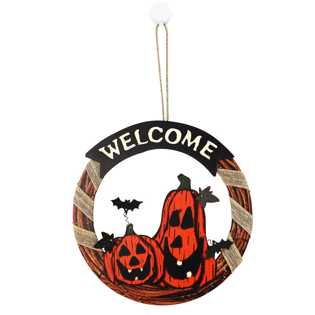 Halloween Wooden Welcome Hanging Sign