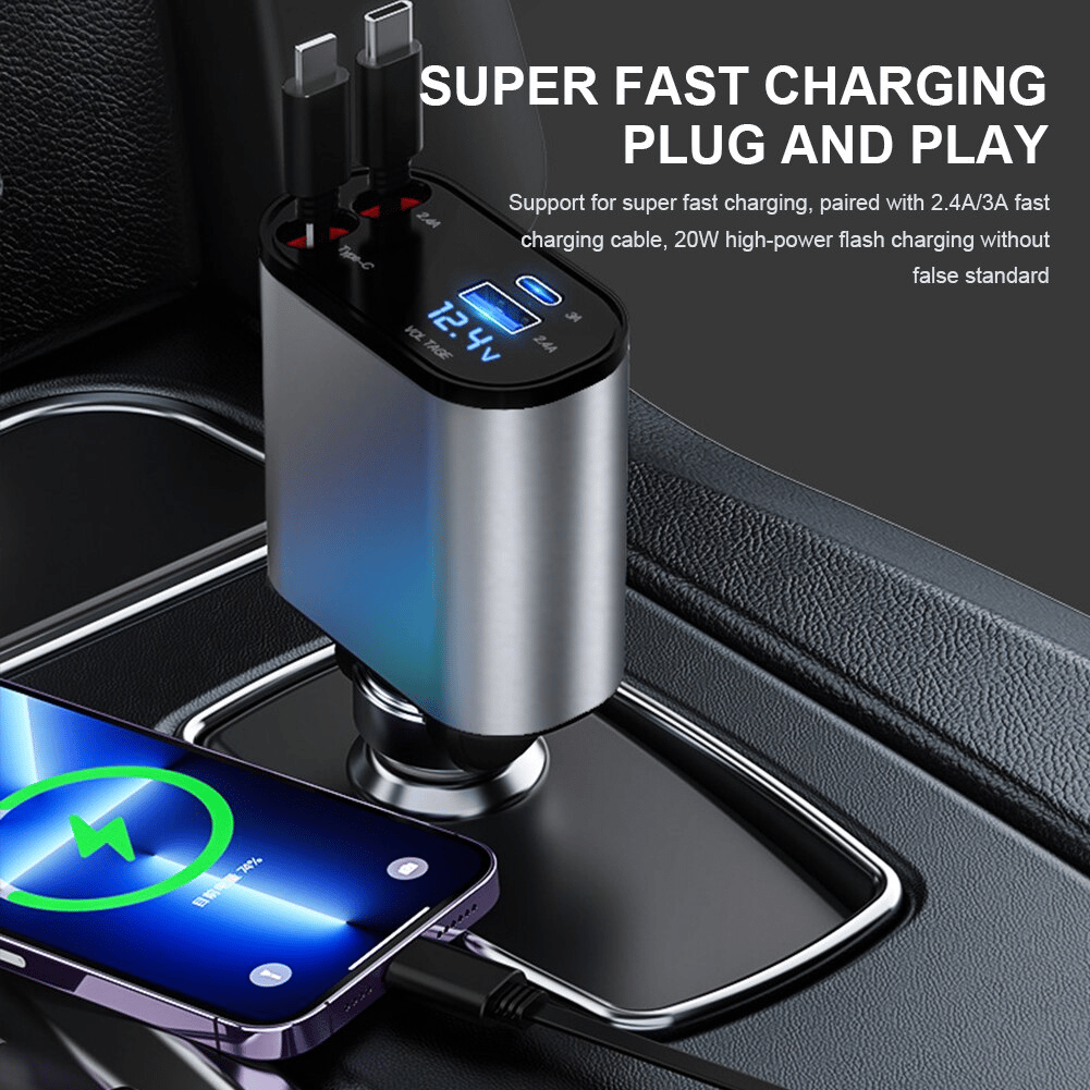 Last Day Promotion 49% OFF - Fast Charge Retractable Car Charger - Gochicgolden
