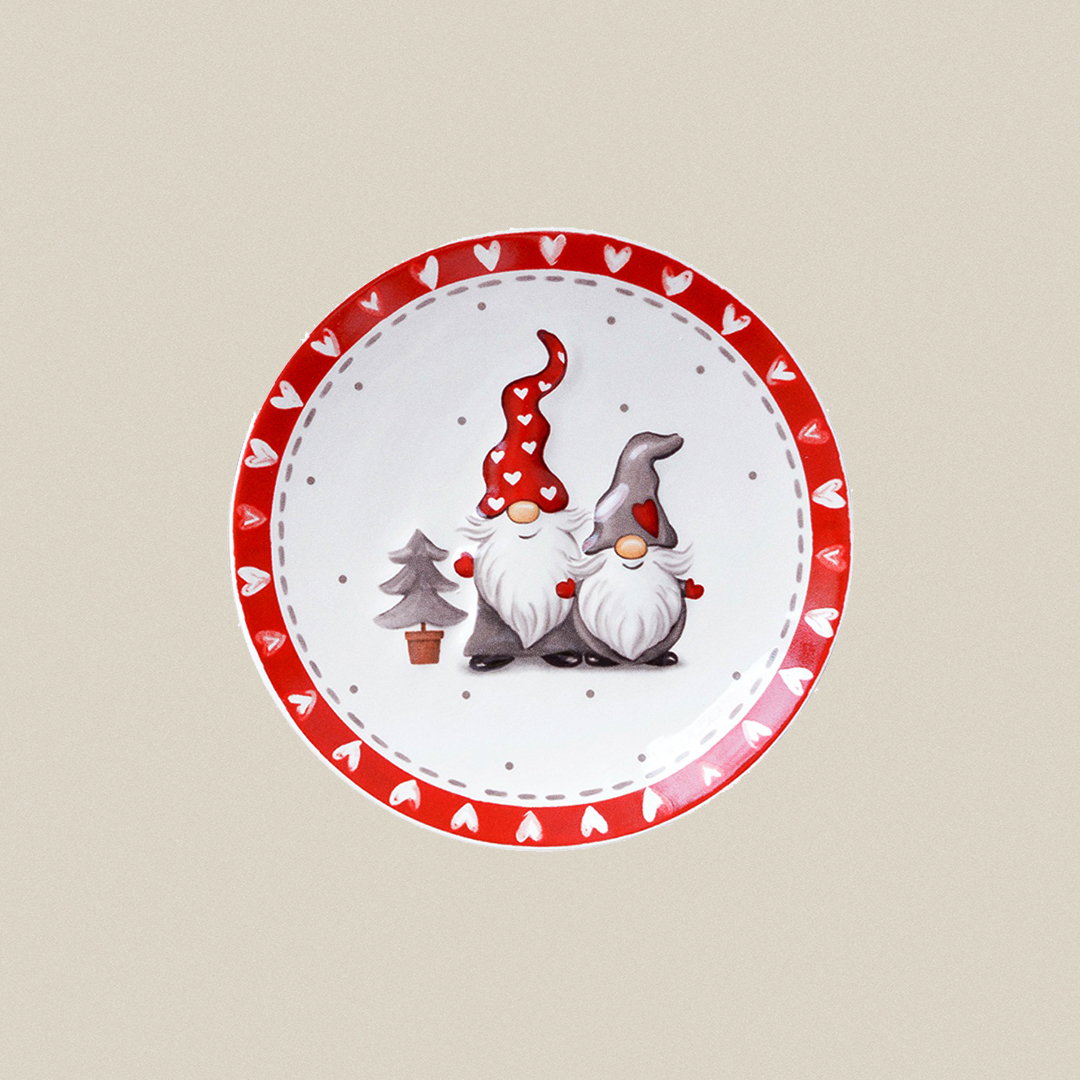 Cute Santa Claus hand-painted large capacity ceramic Plate