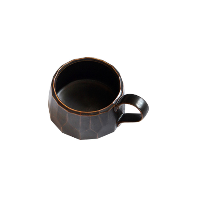 Multi-faceted Mug/Coffee mug/Mug/Leaf pattern/hand-painted pattern/semi-handmade/pottery/Drinks/Tea/Milk/Salad/Coffee/Cereal