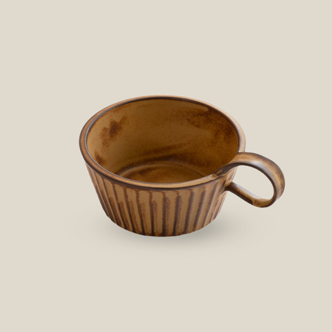 Vintage Vertical Grain Ceramic Cup