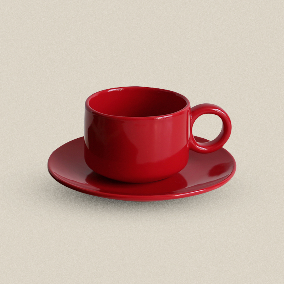 Red Espresso Coffee Cup and Saucer