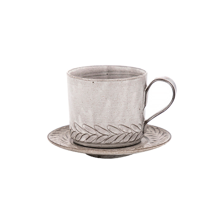 Powder-coated coffee cup/Coffee mug/Mug/Leaf pattern/hand-painted pattern/semi-handmade/pottery/Drinks/Tea/Milk/Salad/Coffee/Cereal