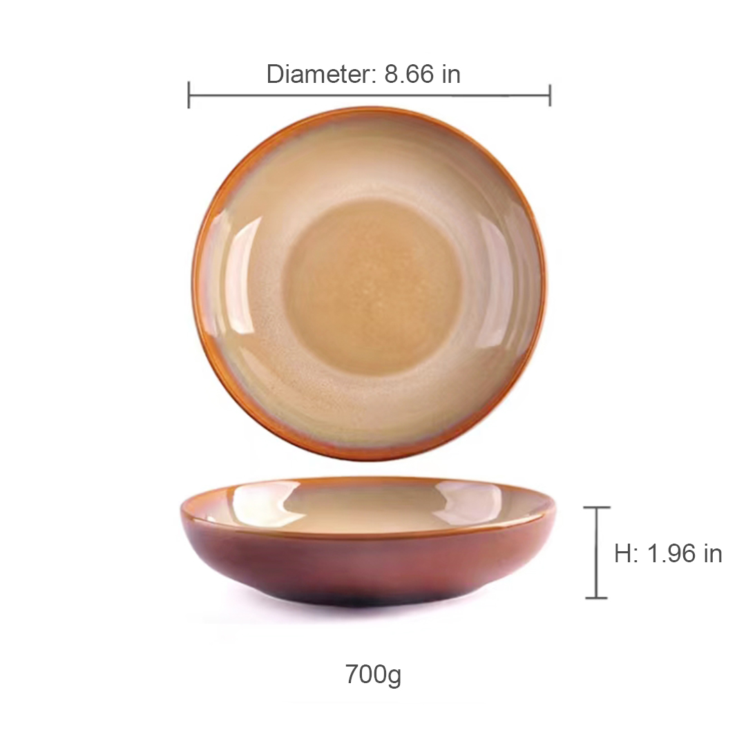 Handmade Porcelain Impression Miller Natural Caramel Salad Bowl INS