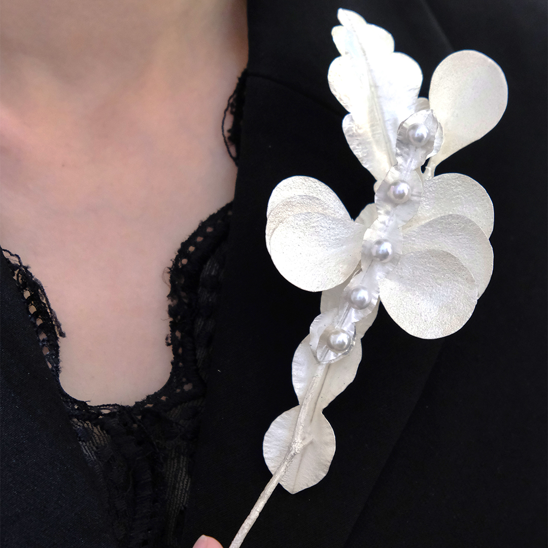 "Reborn Flower" Series Pearl Silver Brooch