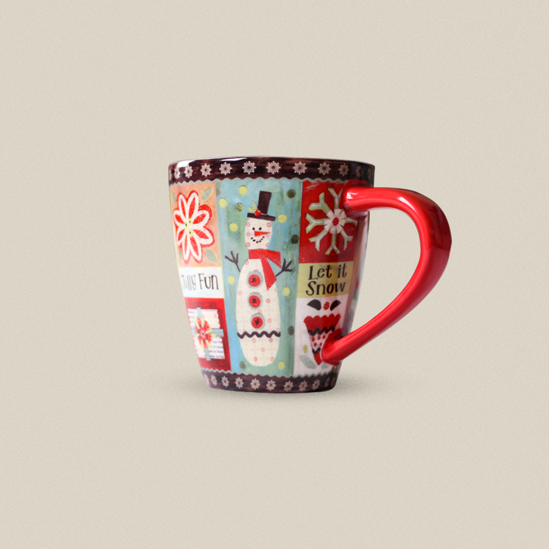 High-capacity Flolksy Christmas Watercolor Painted Cafe Ceramic Mug Christmas Gift