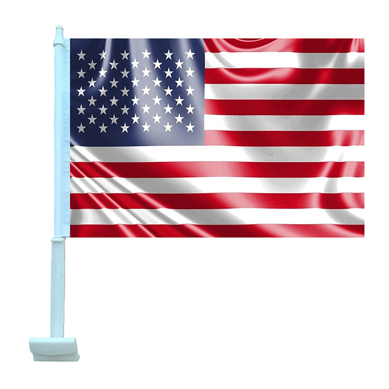 American Car Flag 12"x18" Double Sided with Window Clip