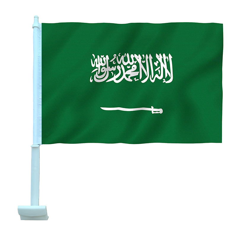 Saudi Car Flag 12"x18" Double Sided with Window Clip