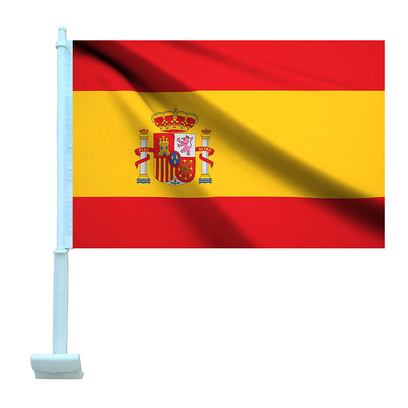 Spain Car Flag 12"x18" Double Sided with Window Clip