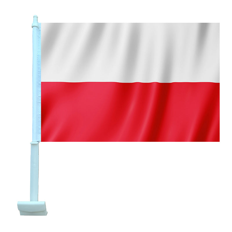 Poland Car Flag 12"x18" Double Sided with Window Clip