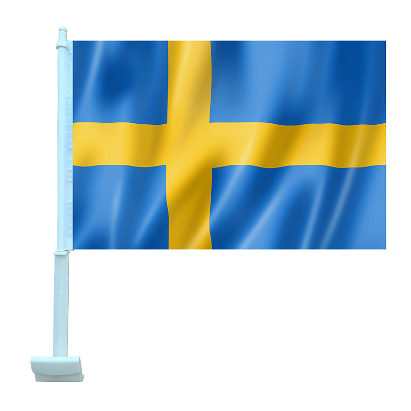 Sweden Car Flag 12"x18" Double Sided with Window Clip