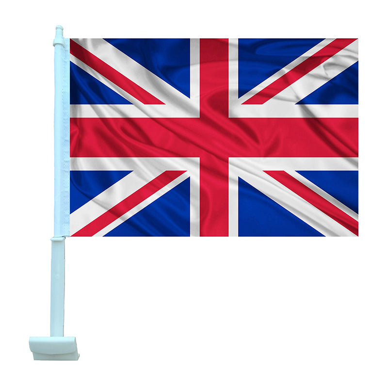 UK Car Flag 12"x18" Double Sided with Window Clip
