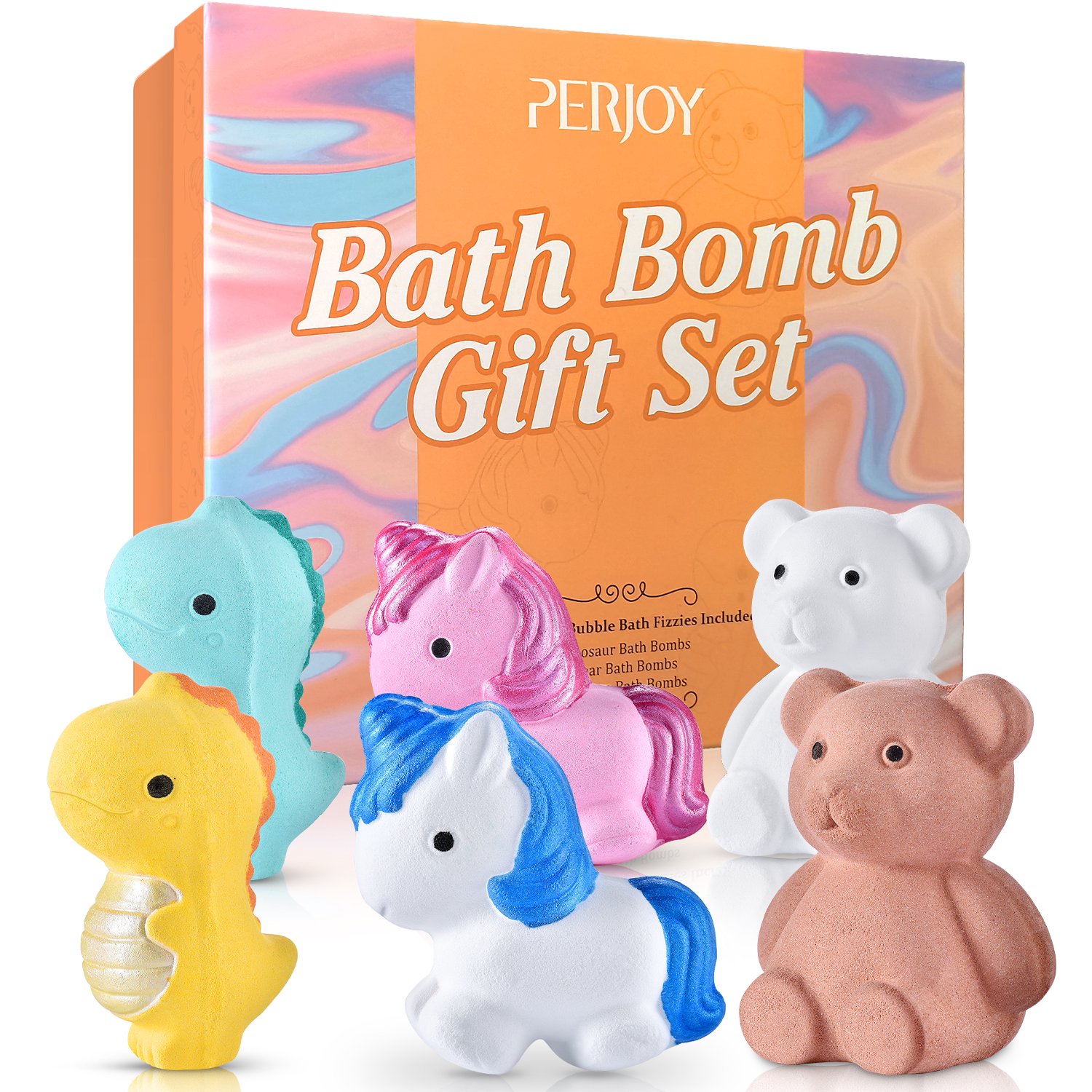 6 Pcs Bubble Bath Bombs for Women and Kids Shea Butter Spa Moisturize Animal Shape Bath Balls