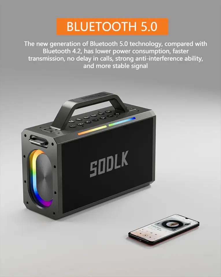 SODLK S1115 200W Karaoke Loudest Bluetooth Speakers And Mic
