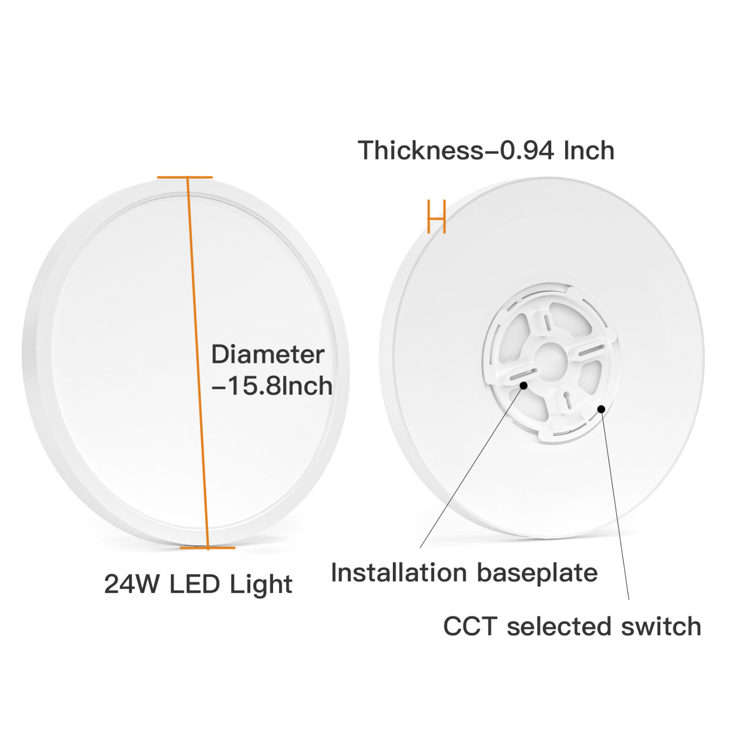 Taloya Dimmable Flush Mount LED Ceiling Light 15.8 Inch 24W Low Profile Light,3000/3500/4000/5000/6500K 5 CCT Selectable