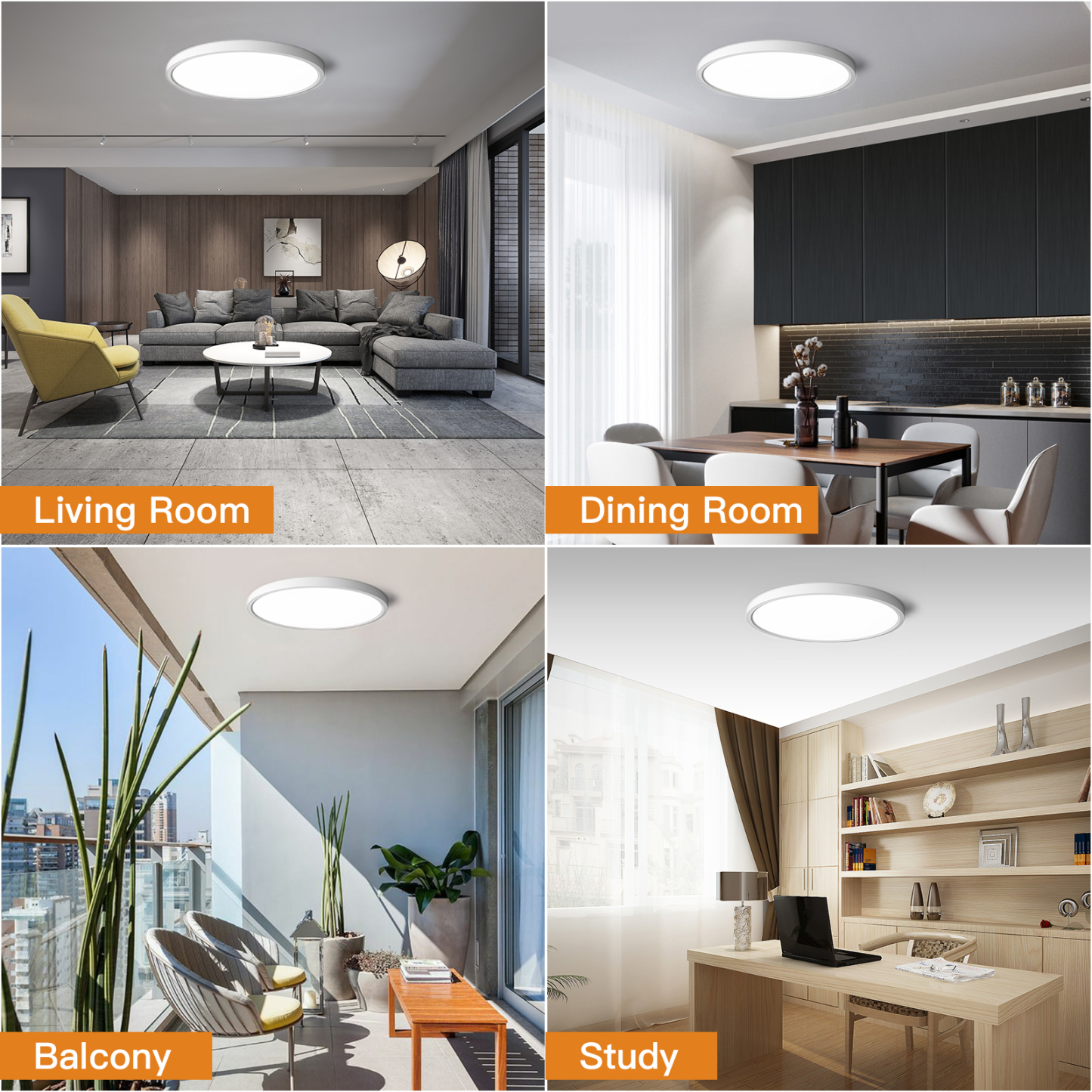 Dimmable Flush Mount LED Ceiling Light Fixture, 12 inch 20W,3000/3500/4000/5000/6500K Selectable Ceiling Light, 5 Colors in 1, Low Profile Light
