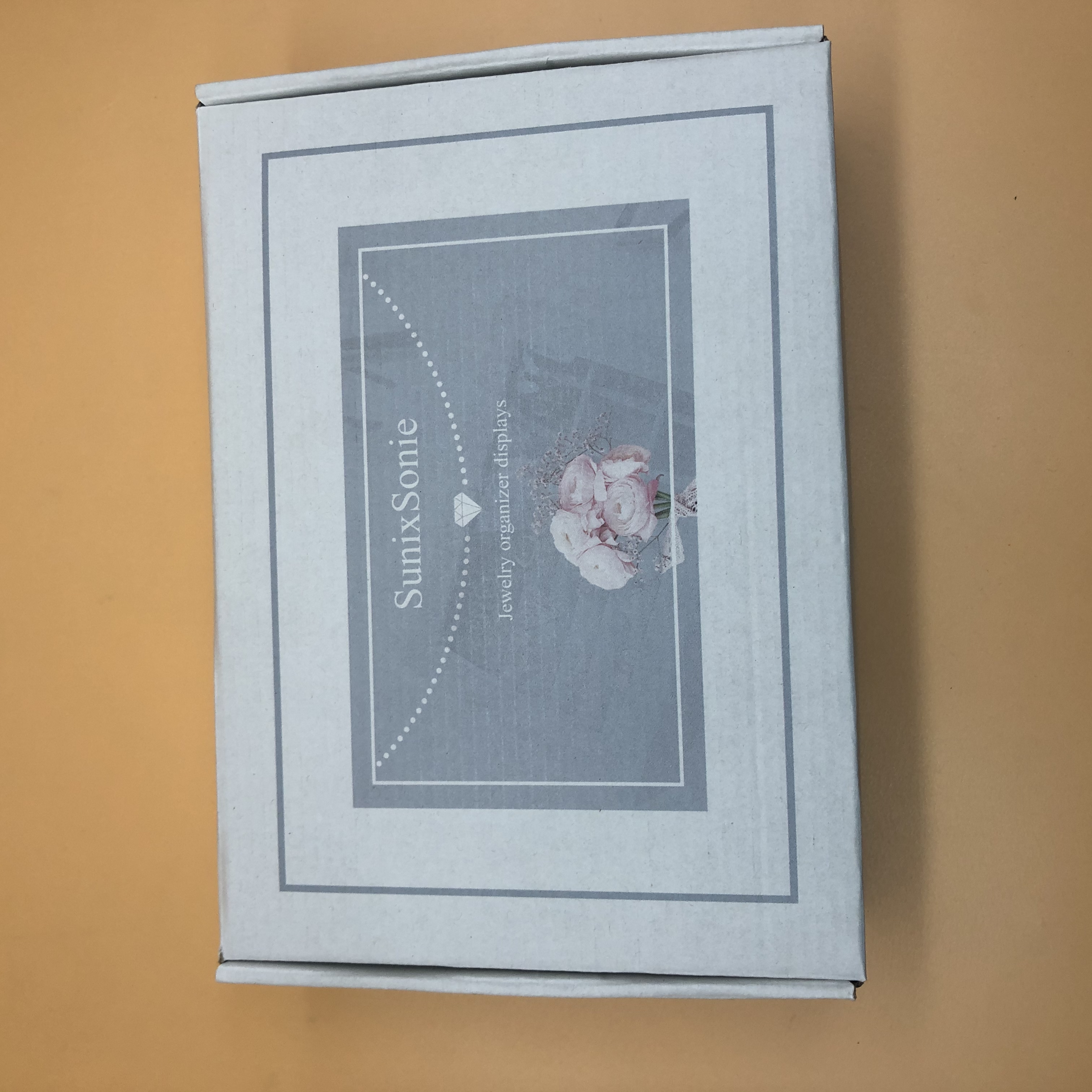 SumicSome Jewelry Boxes,Plant Flannel Glass Ring Earrings Jewelry Box Earrings Case with Lock（Gray）