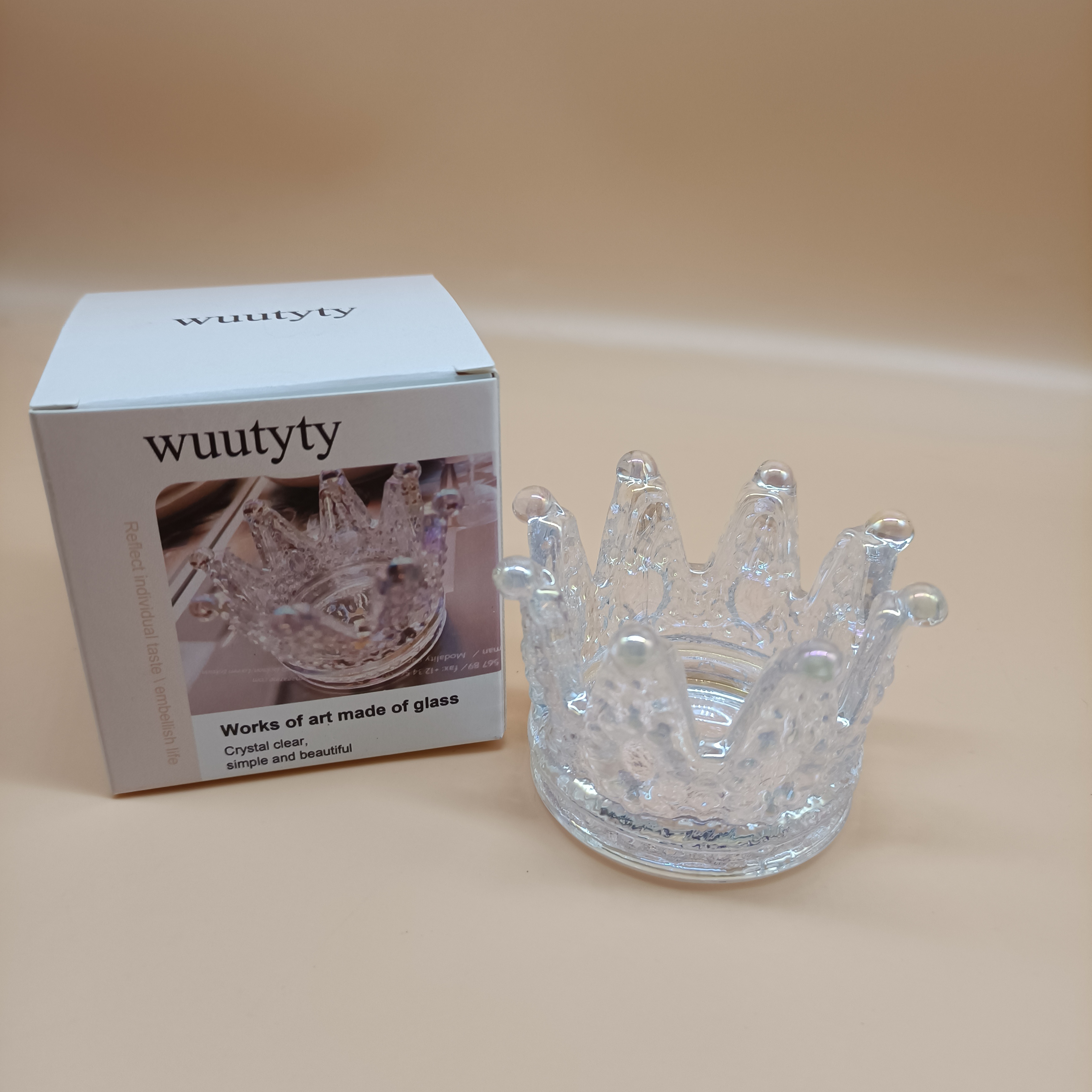 wuutyty Works of art made of glass,Crystal Glass Crown Table Decoration - Add a Touch of Royalty to Your Home