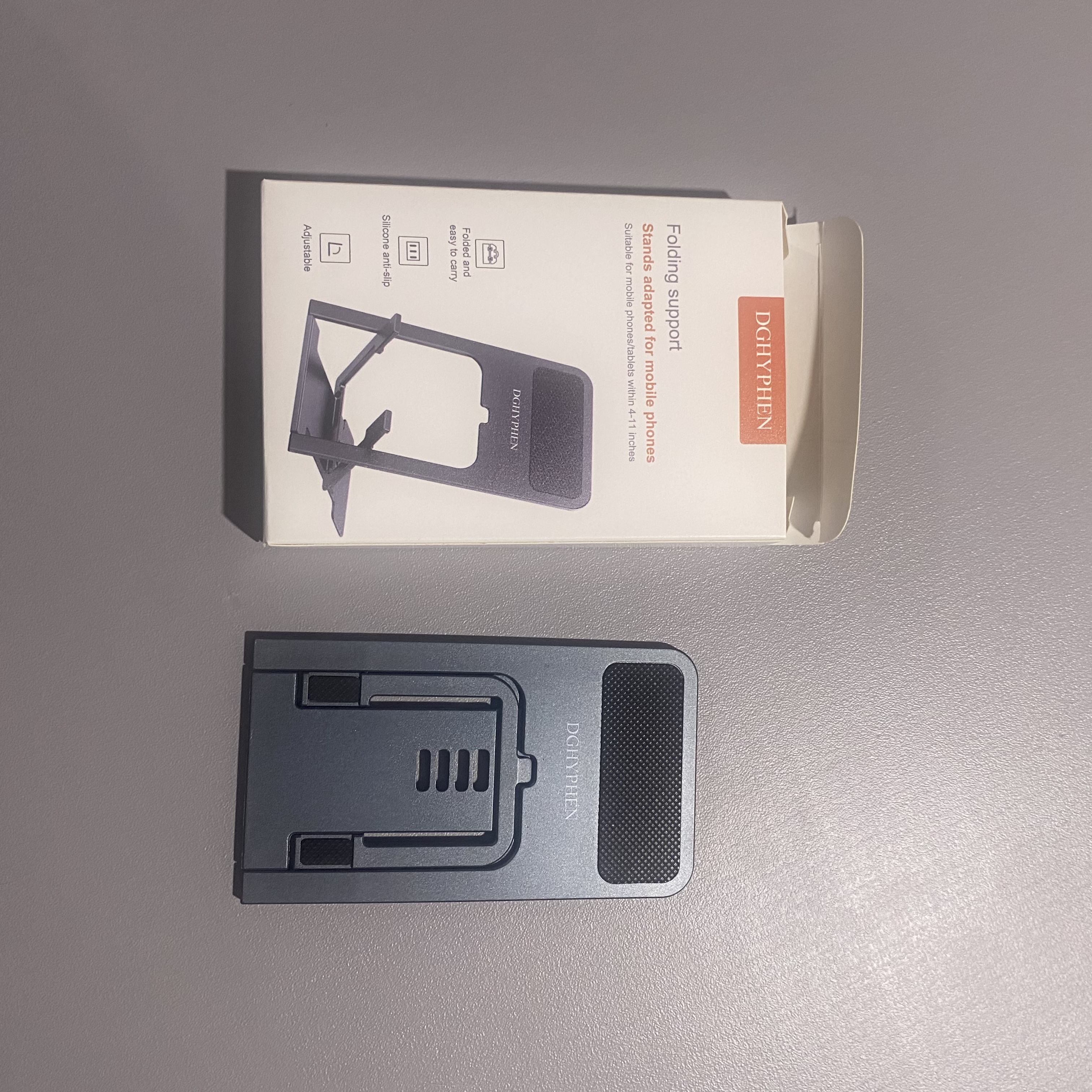 DGHYPHEN Stands adapted for mobile phones, Fully Adjustable Foldable Desktop Phone Holde, Black