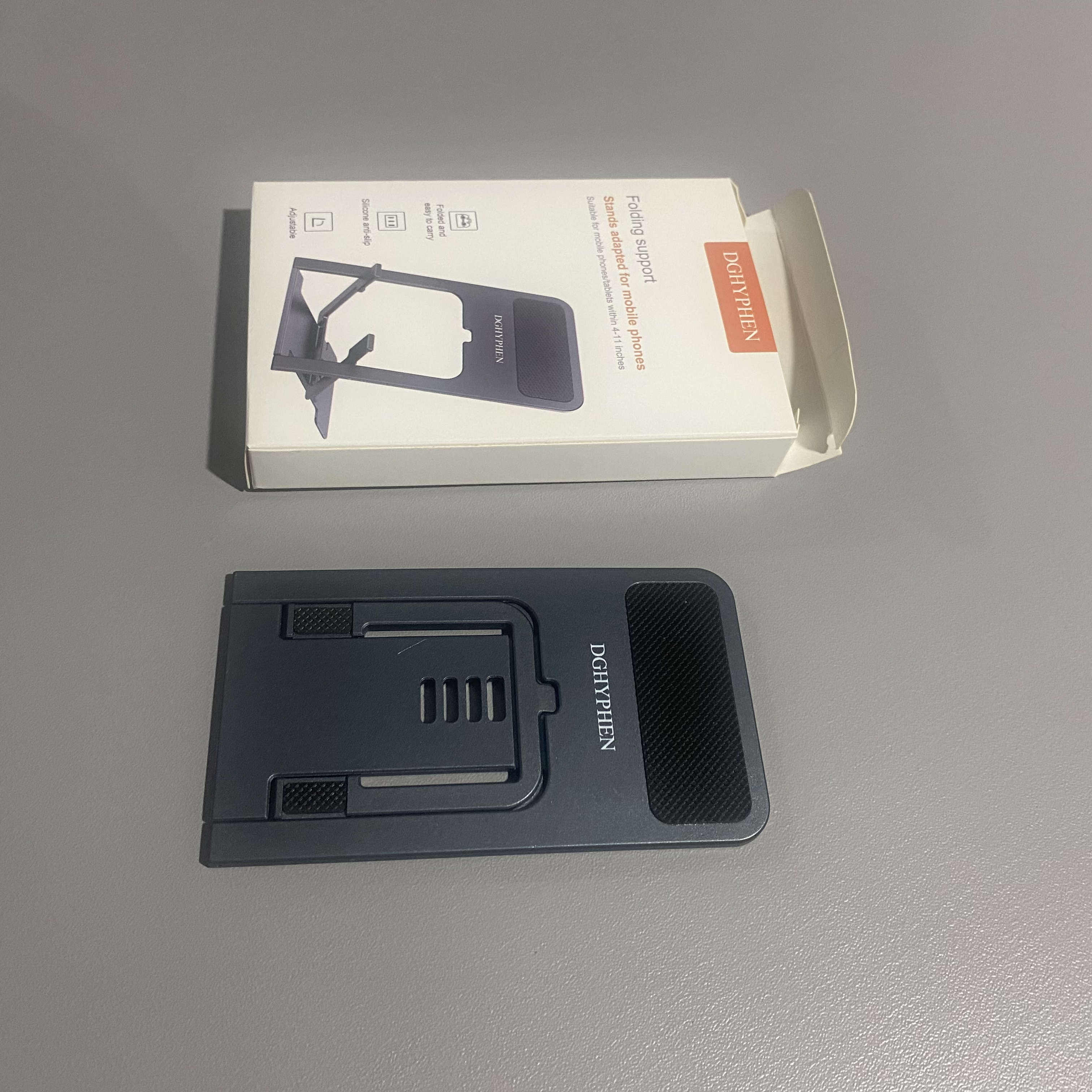 DGHYPHEN Stands adapted for mobile phones, Fully Adjustable Foldable Desktop Phone Holde, Black