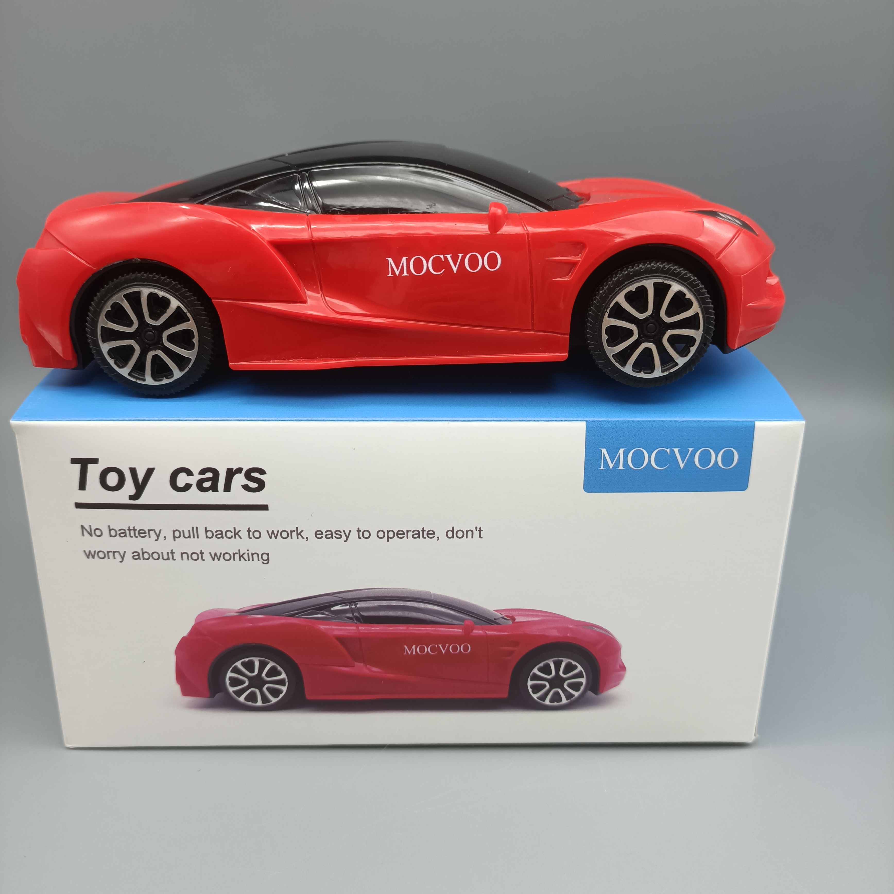 MOCVOO Black and Red Plastic Toy Race Cars for Kids - Set of 1