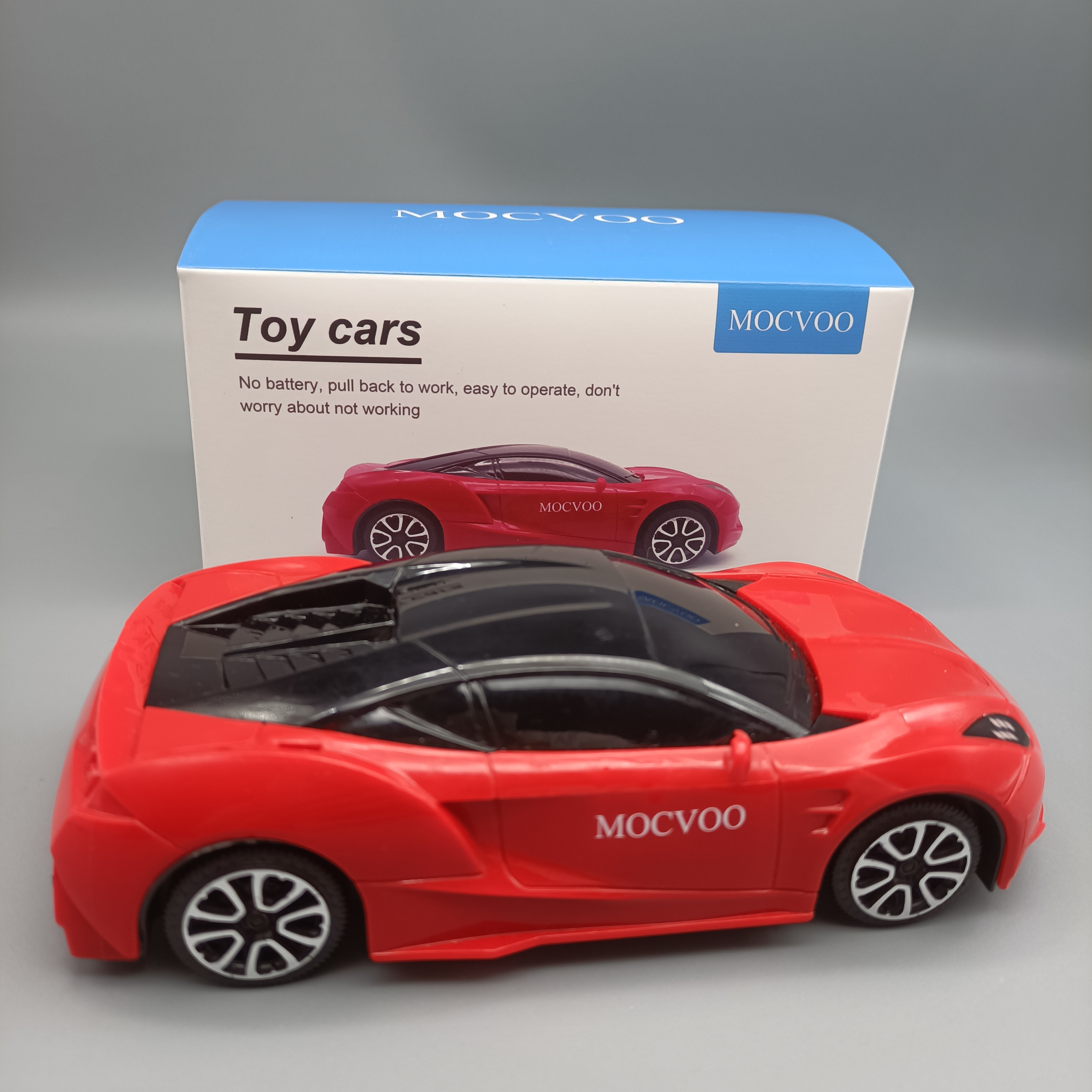 MOCVOO Black and Red Plastic Toy Race Cars for Kids - Set of 1
