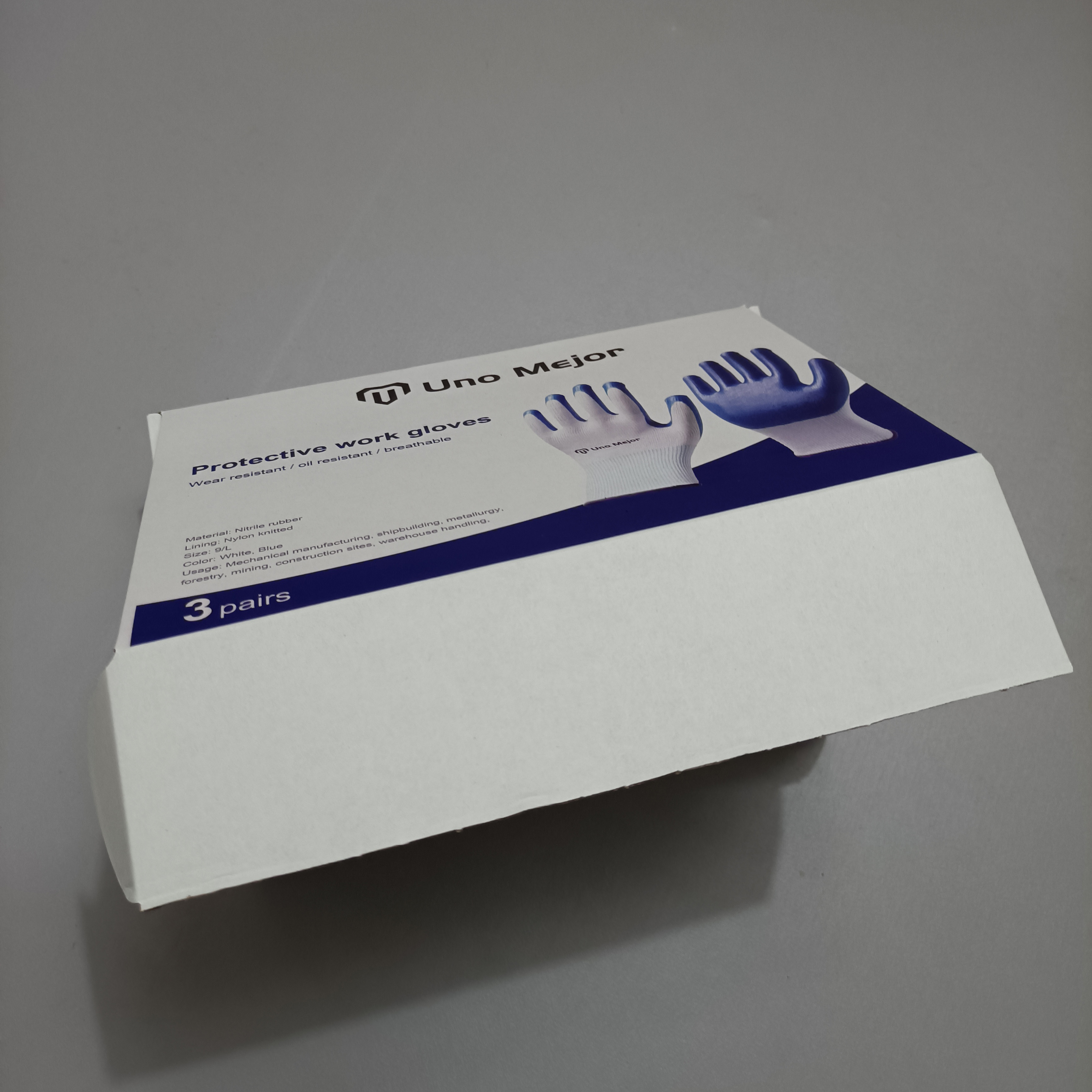 Uno Mejor Protective work gloves, premium non-slip blue rubber coated work safety gloves