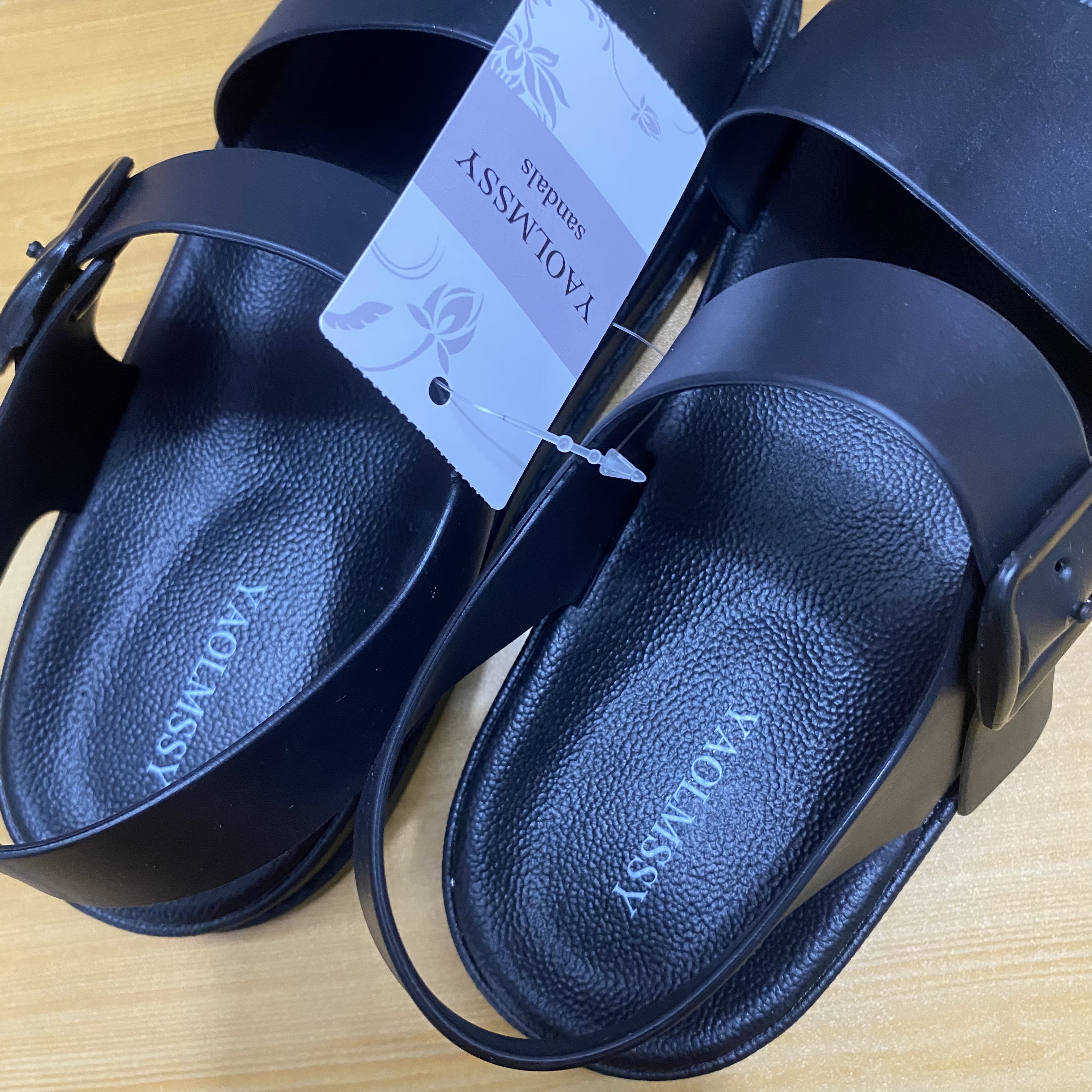 YAOLMSSY Sandals and beach shoes, Summer women's fashion flat Platform Shoes with Hook&loop(Black)