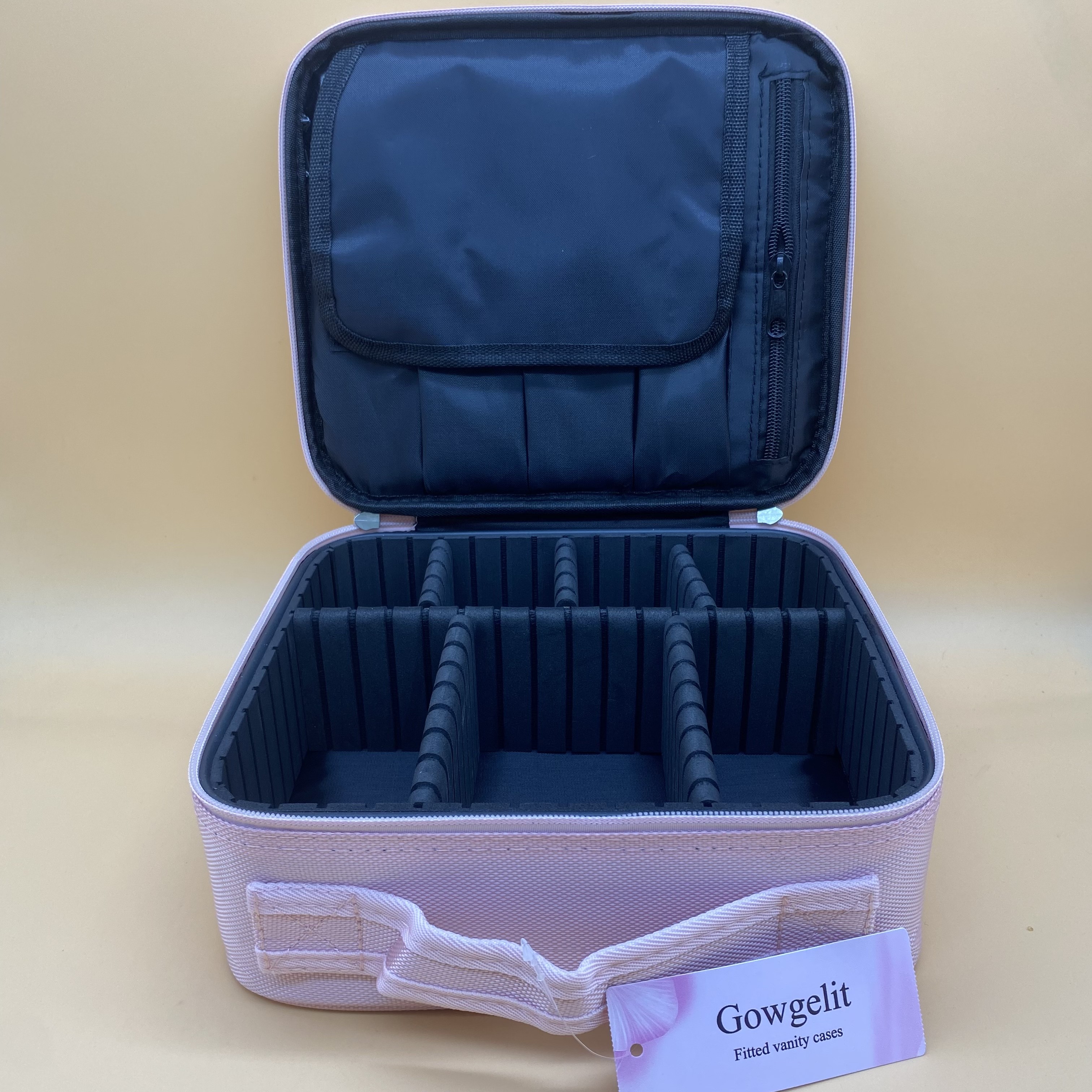 Gowgelit Fitted vanity cases, Makeup Bag Cosmetic Bag for Women Cosmetics,  Makeup Brushes, Toiletries, and Accessories(Pink)