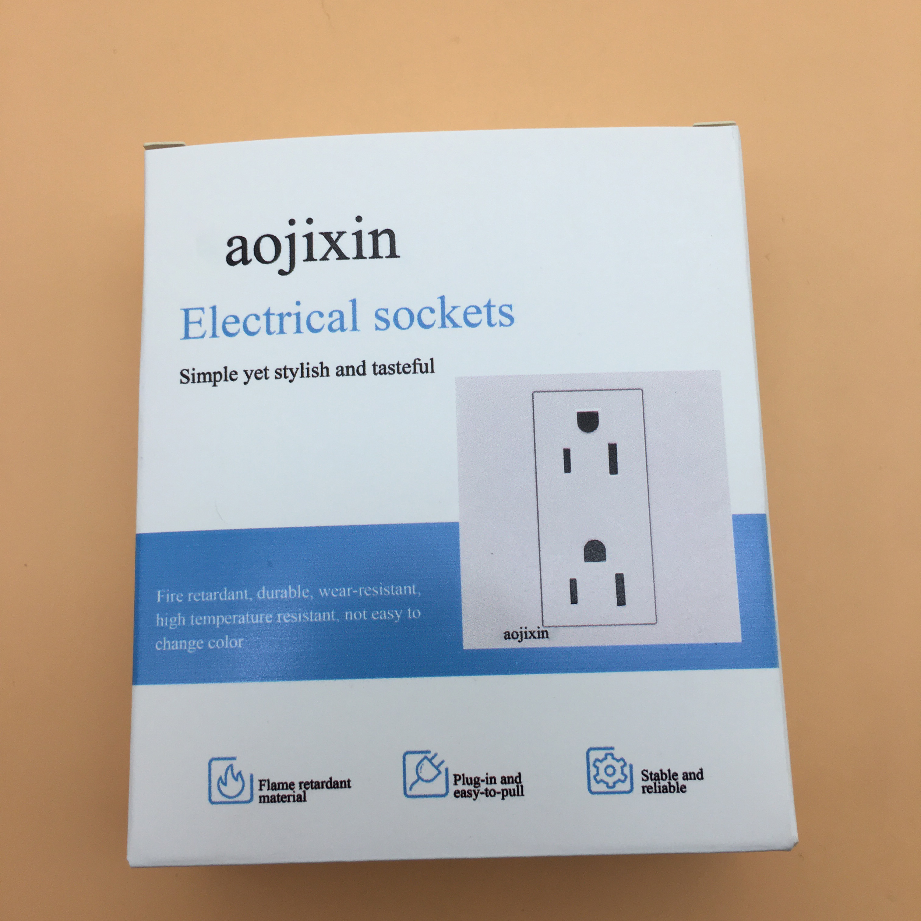 aojixin Electrical Sockets, Standard Electrical Wall Outlet, Decorative Screwless Wallplate Included