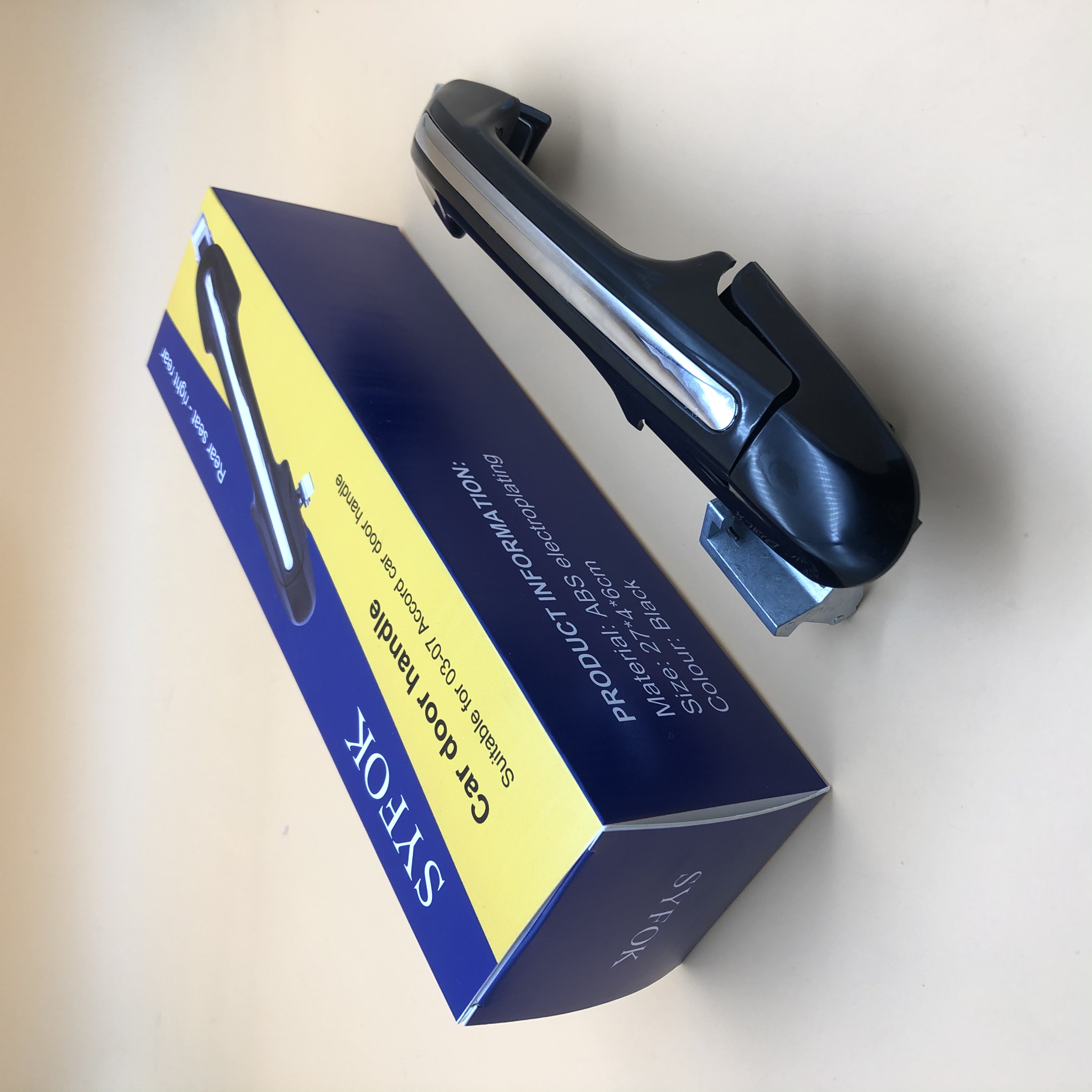 SYFOK Car door handle, rear passenger right rear door handle for Honda Accord sedan, gloss black