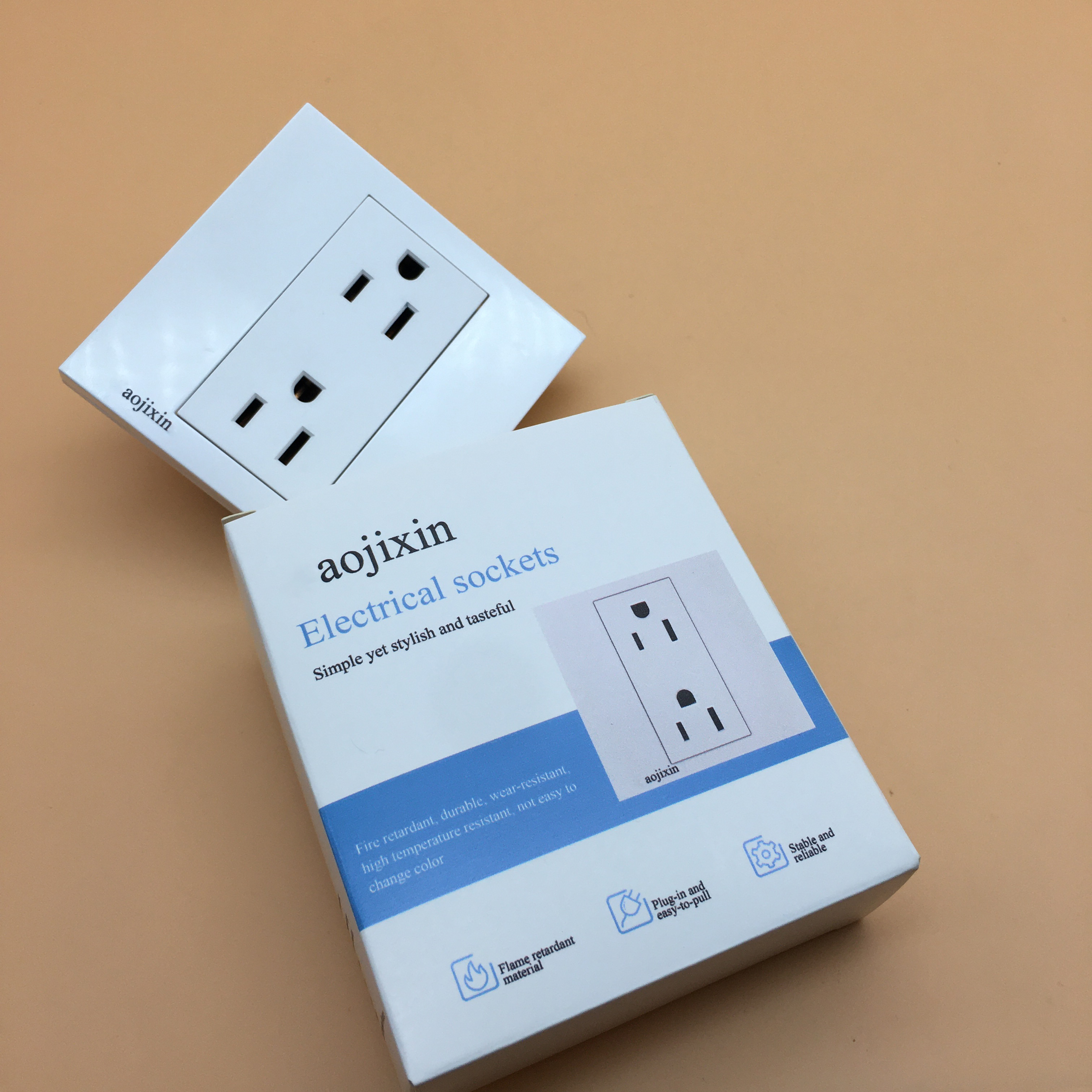 aojixin Electrical Sockets, Standard Electrical Wall Outlet, Decorative Screwless Wallplate Included