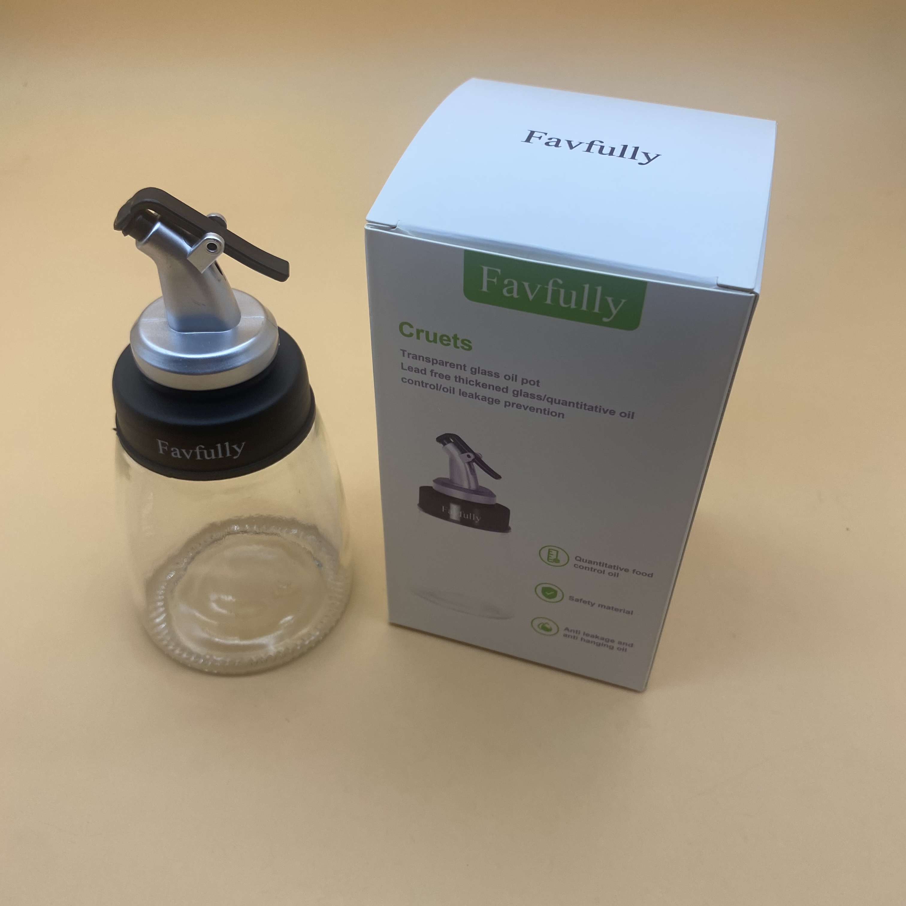 Favfully Cruets,Glass Bottles With Stainless Steel Spout & Stainless Steel Funnel SET OF 180 ML