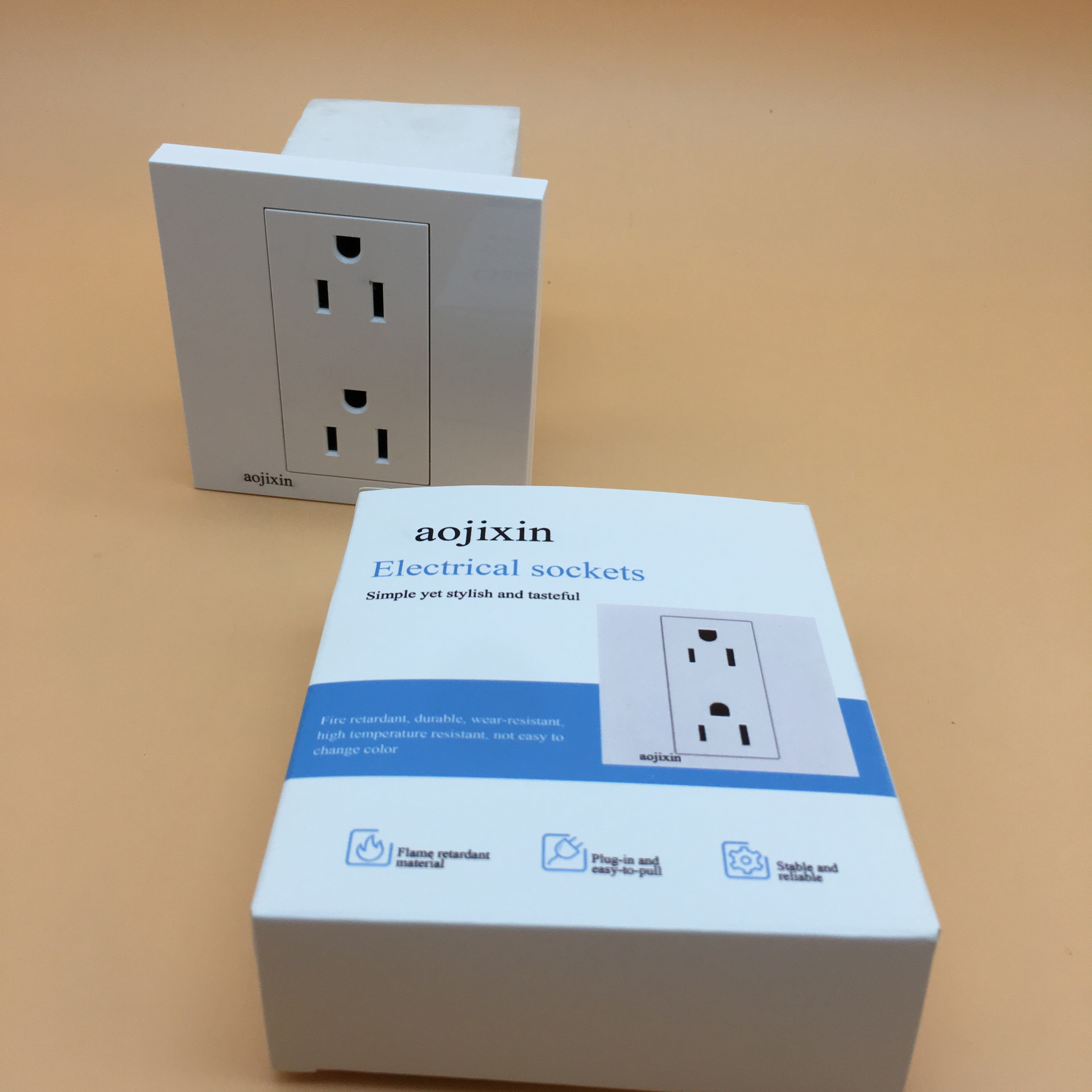 aojixin Electrical Sockets, Standard Electrical Wall Outlet, Decorative Screwless Wallplate Included