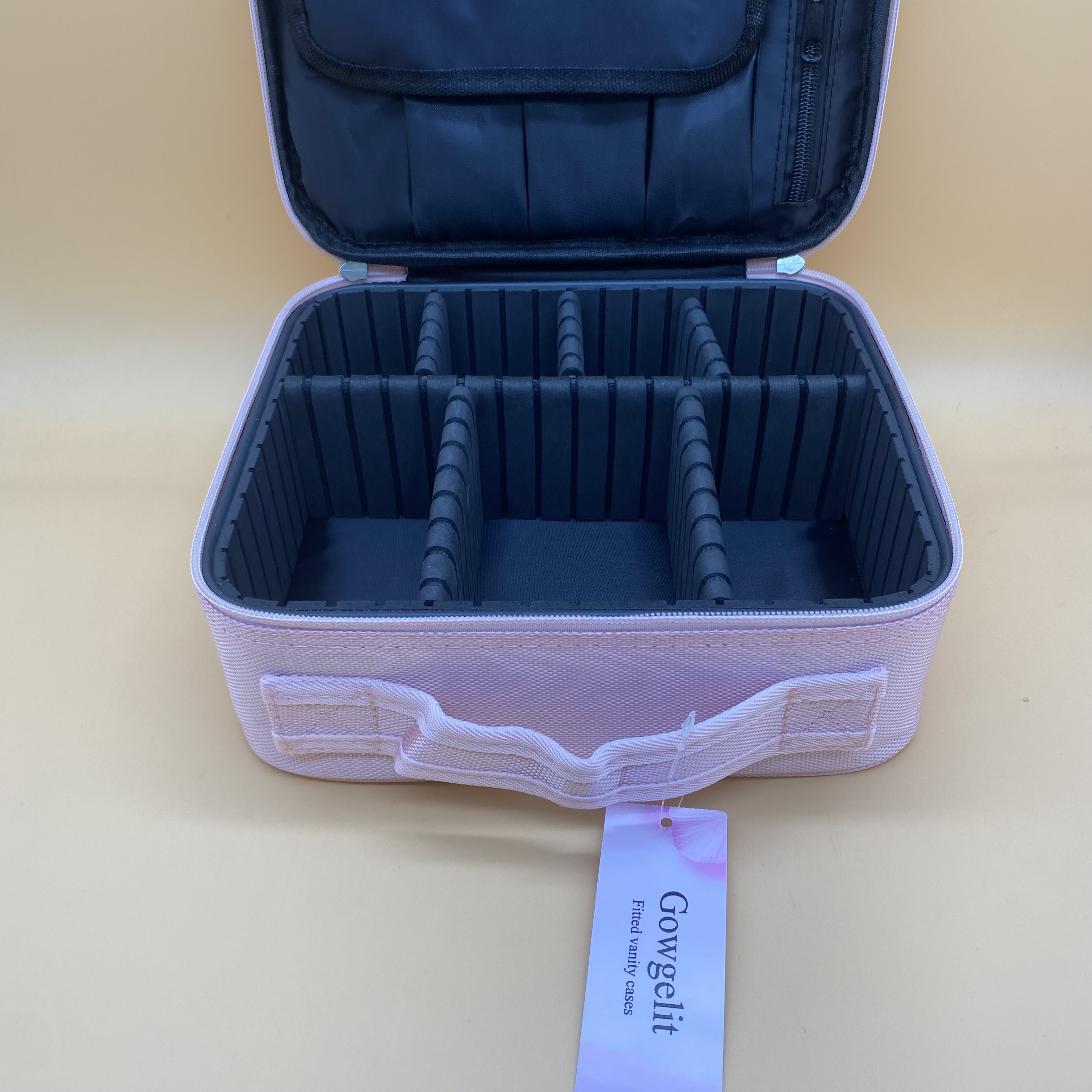 Gowgelit Fitted vanity cases, Makeup Bag Cosmetic Bag for Women Cosmetics,  Makeup Brushes, Toiletries, and Accessories(Pink)